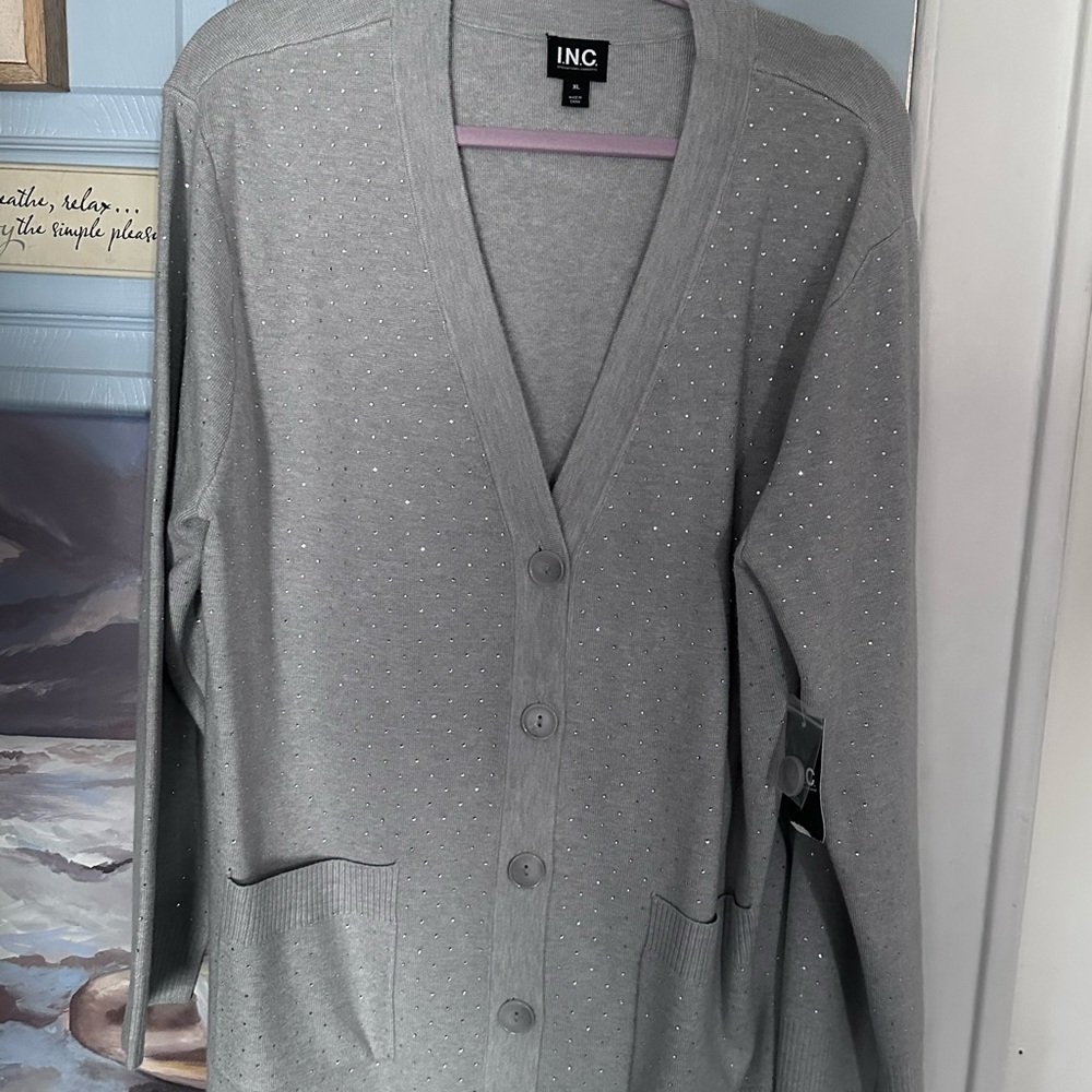 INC International Concepts Light Gray Knit Sweater